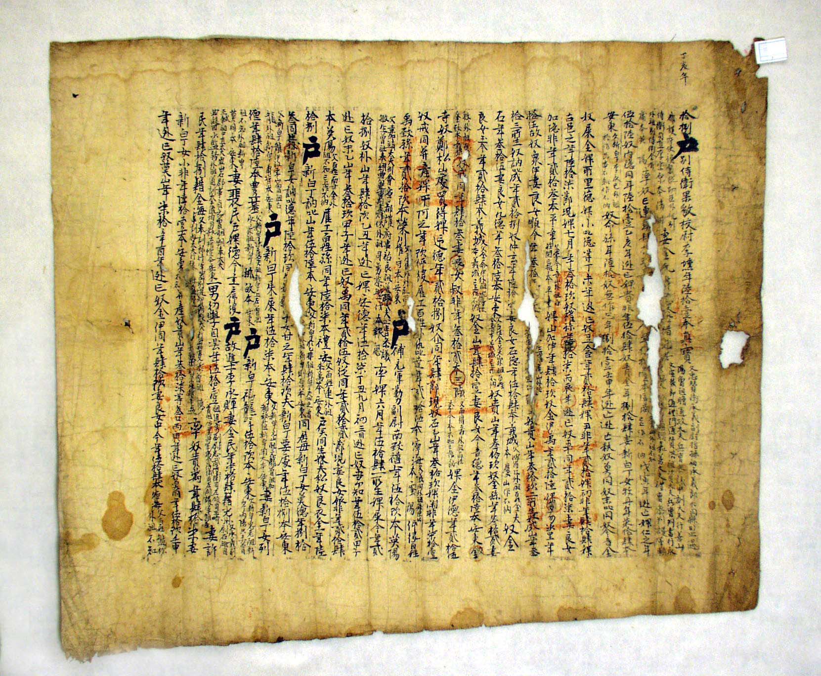 1528년에 안동부에서 수급자 미상에게 호구 파악을 위해 작성해 놓은 호적단편